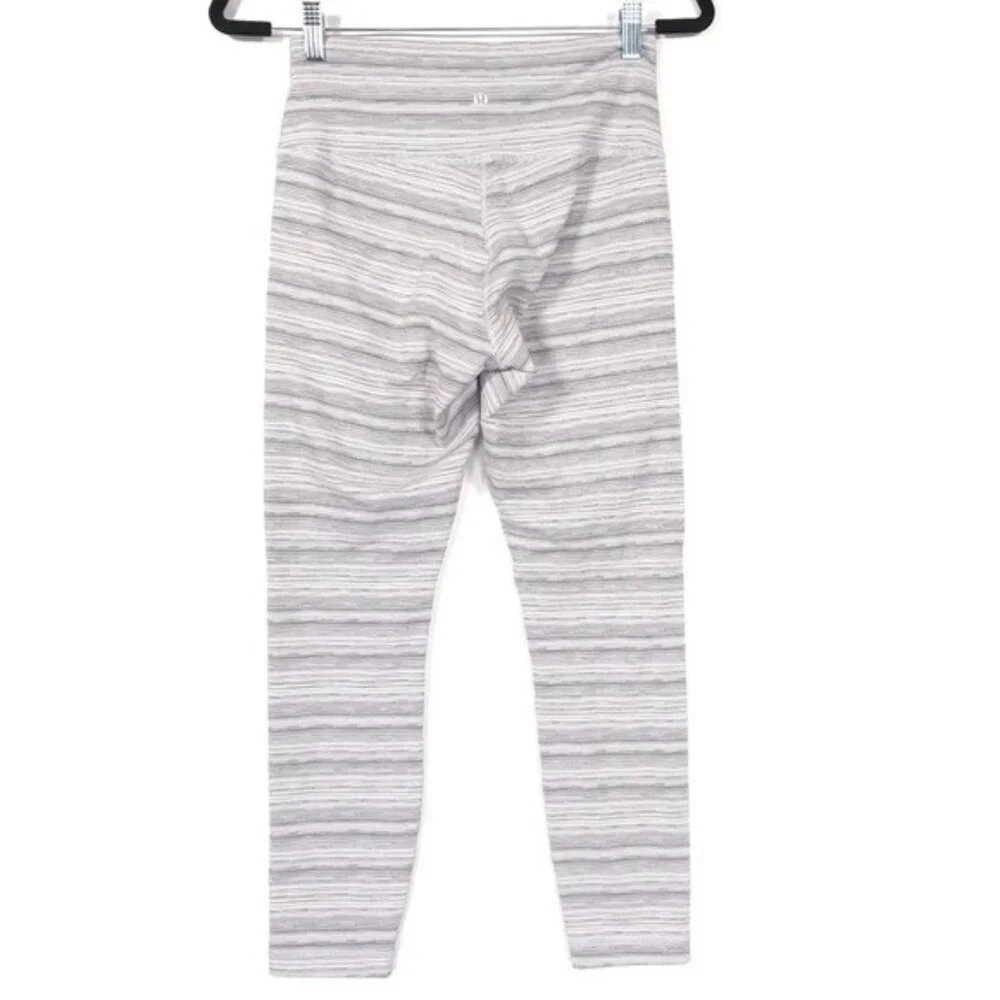 Lululemon Leggings Size 8 High‎ Times Pant Cyber Striped White Silver